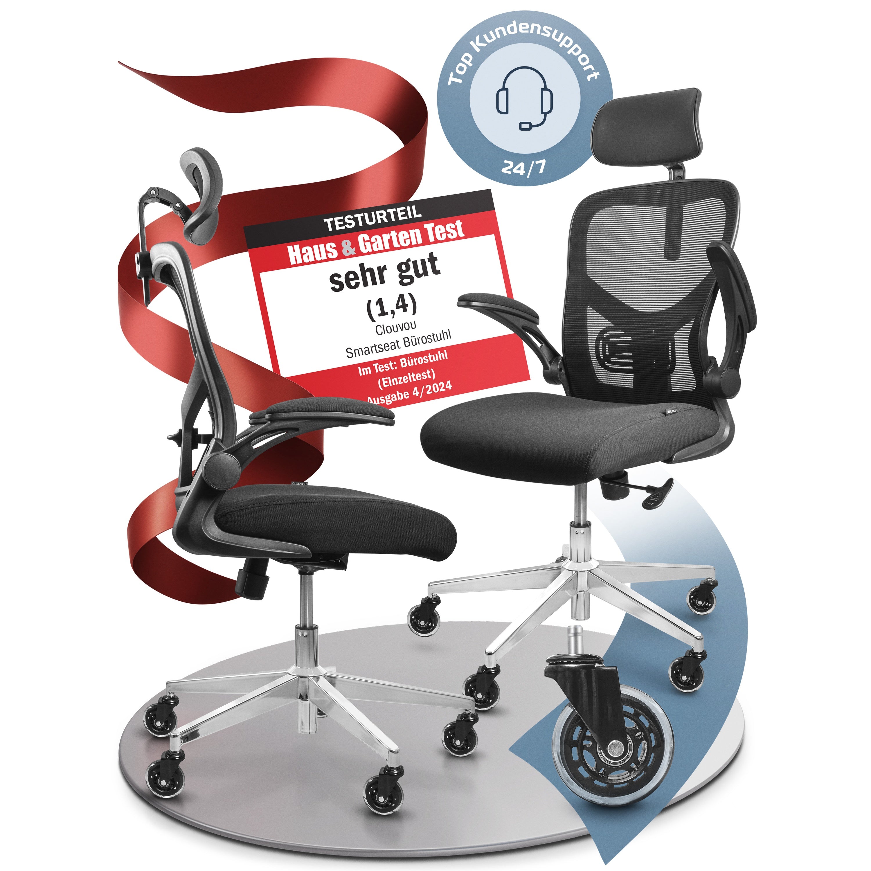 CLOUVOU SmartSeat – Ergonomischer Bürostuhl "Dein verlässlicher Begleiter im Arbeitsalltag" - Clouvou#farbe_schwarz