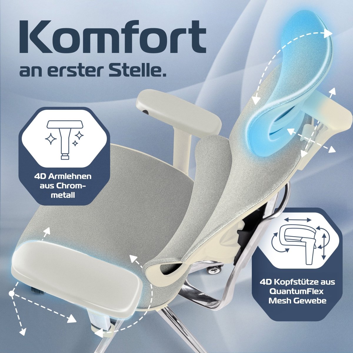 CLOUVOU MasterSeat – Ergonomischer Premium Bürostuhl - Clouvou Creme