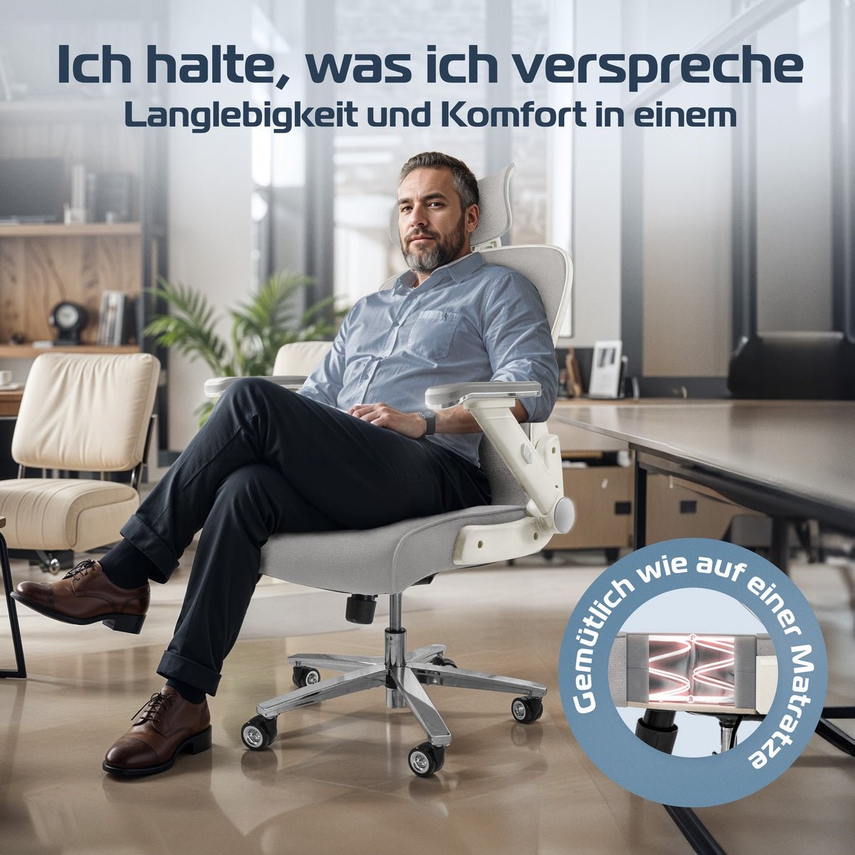 CLOUVOU PowerSeat - Ergonomischer Bürostuhl „ Extra breit gebaut und weich wie auf einer Matratze“ - Clouvou