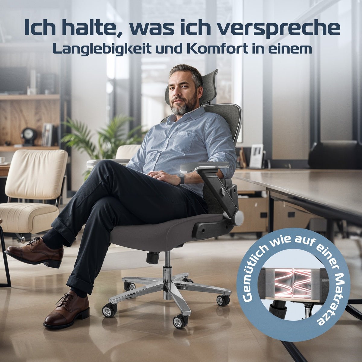 CLOUVOU PowerSeat - Ergonomischer Bürostuhl „ Extra breit gebaut und weich wie auf einer Matratze“ - Clouvou