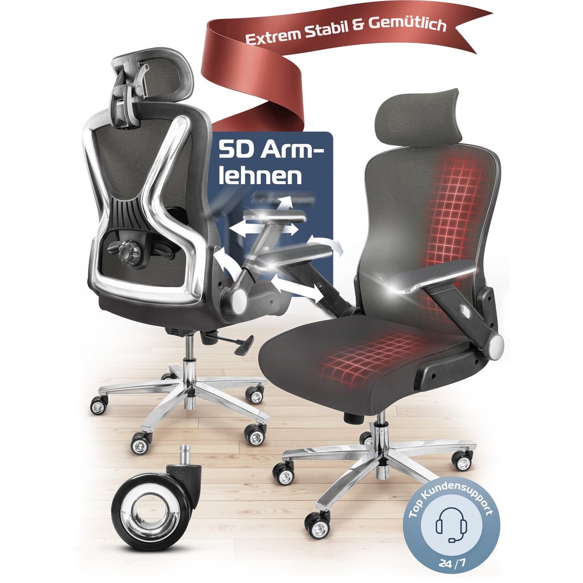 CLOUVOU PowerSeat - Ergonomischer Bürostuhl „ Extra breit gebaut und weich wie auf einer Matratze“ - Clouvou