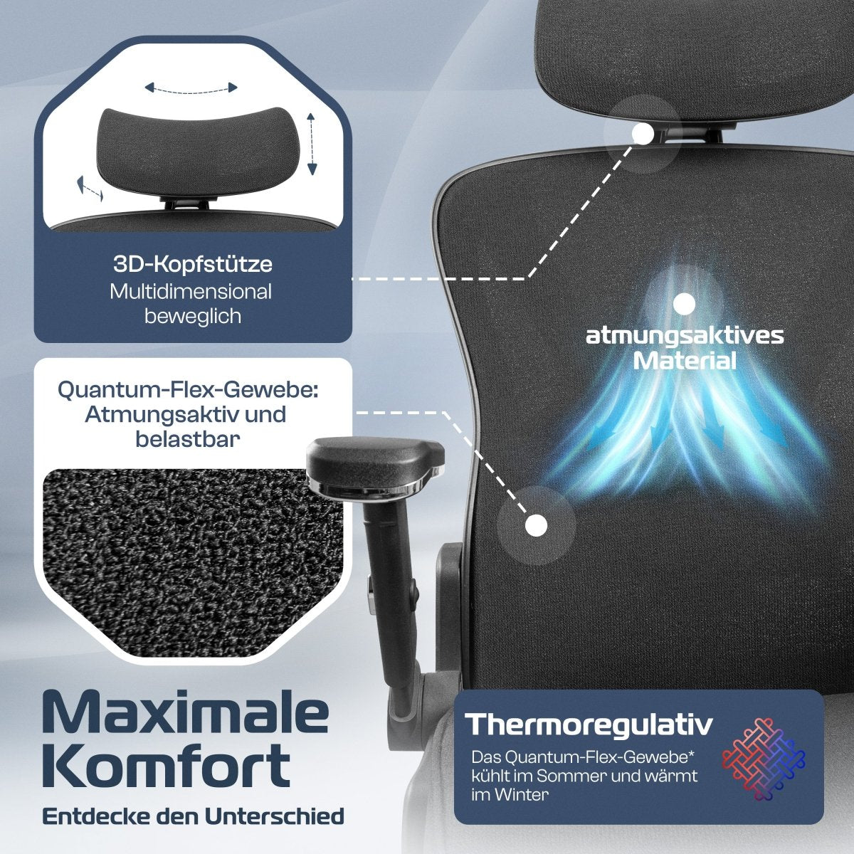 CLOUVOU PowerSeat - Ergonomischer Bürostuhl „ Extra breit gebaut und weich wie auf einer Matratze“ - Clouvou