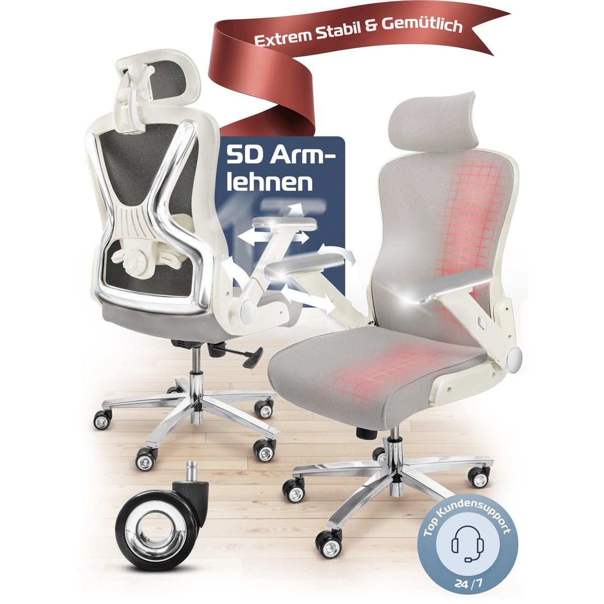 CLOUVOU PowerSeat - Ergonomischer Bürostuhl „ Extra breit gebaut und weich wie auf einer Matratze“ - Clouvou