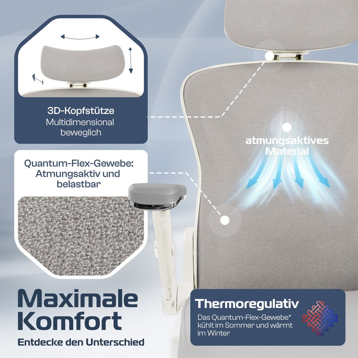 CLOUVOU PowerSeat - Ergonomischer Bürostuhl „ Extra breit gebaut und weich wie auf einer Matratze“ - Clouvou