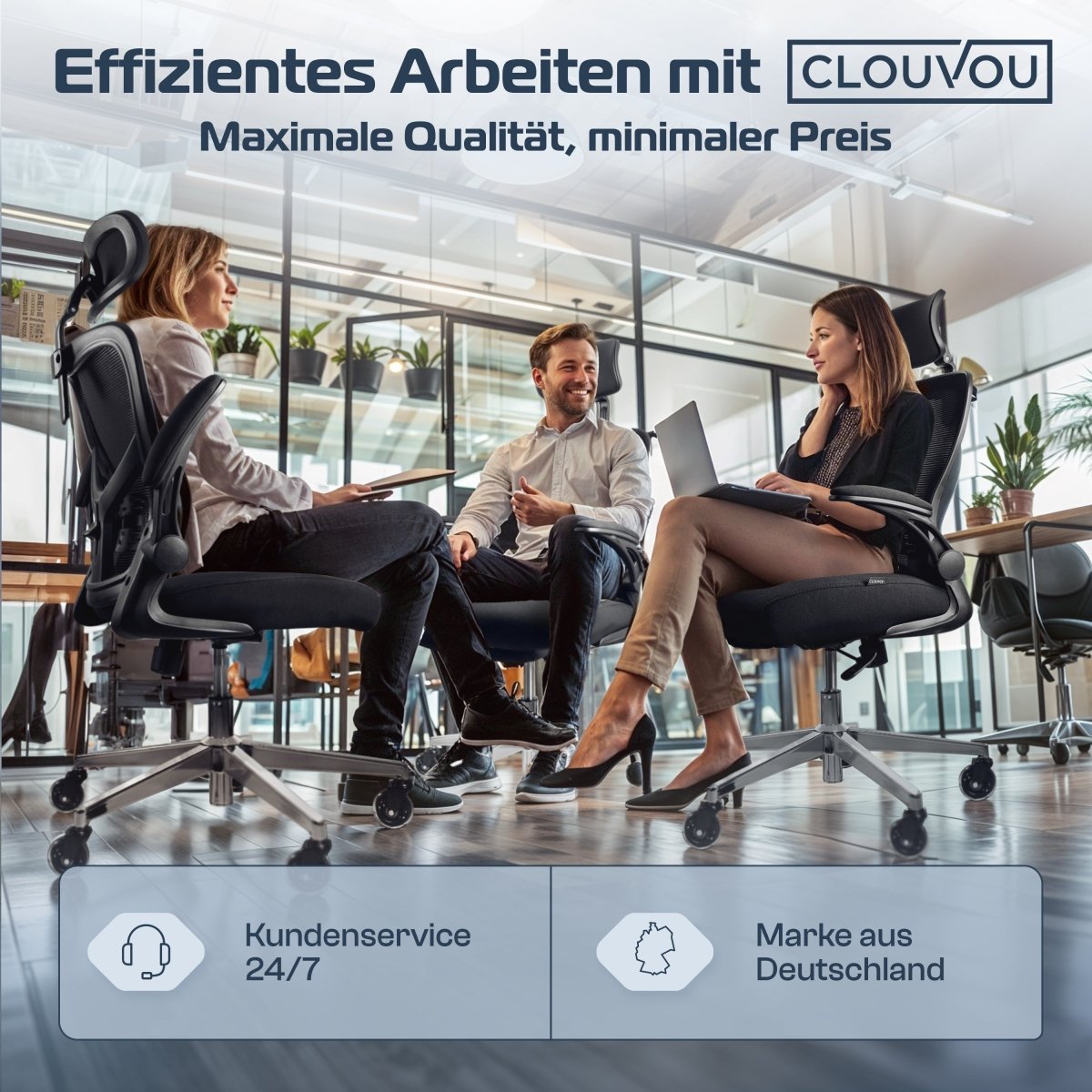 CLOUVOU SmartSeat – Ergonomischer Bürostuhl "Dein verlässlicher Begleiter im Arbeitsalltag" - Clouvou #farbe_schwarz