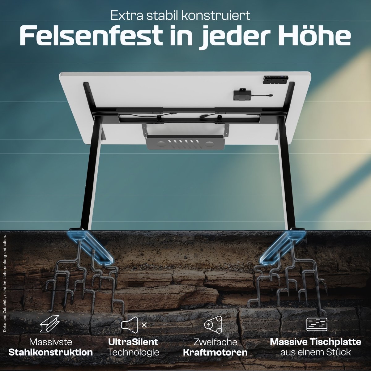 MasterDesk – Premium höhenverstellbarer Schreibtisch mit Dual - Motor - Clouvou 160 x 80cm