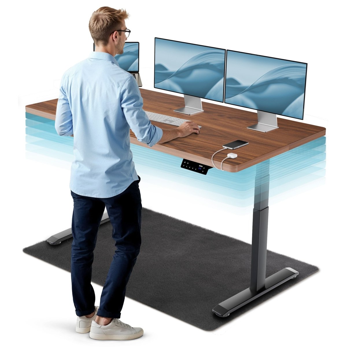 MasterDesk – Premium höhenverstellbarer Schreibtisch mit Dual - Motor - Clouvou 160 x 80cm