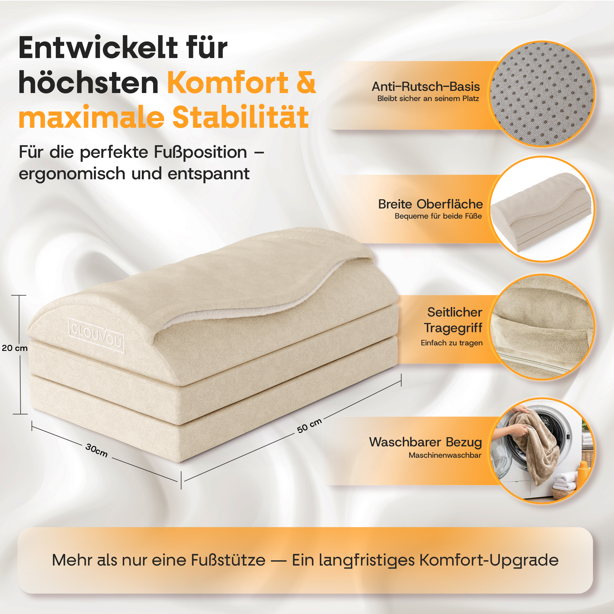 CLOUVOU MasterRest – Ergonomic Footrest | 3 Height Levels & Heat Pack