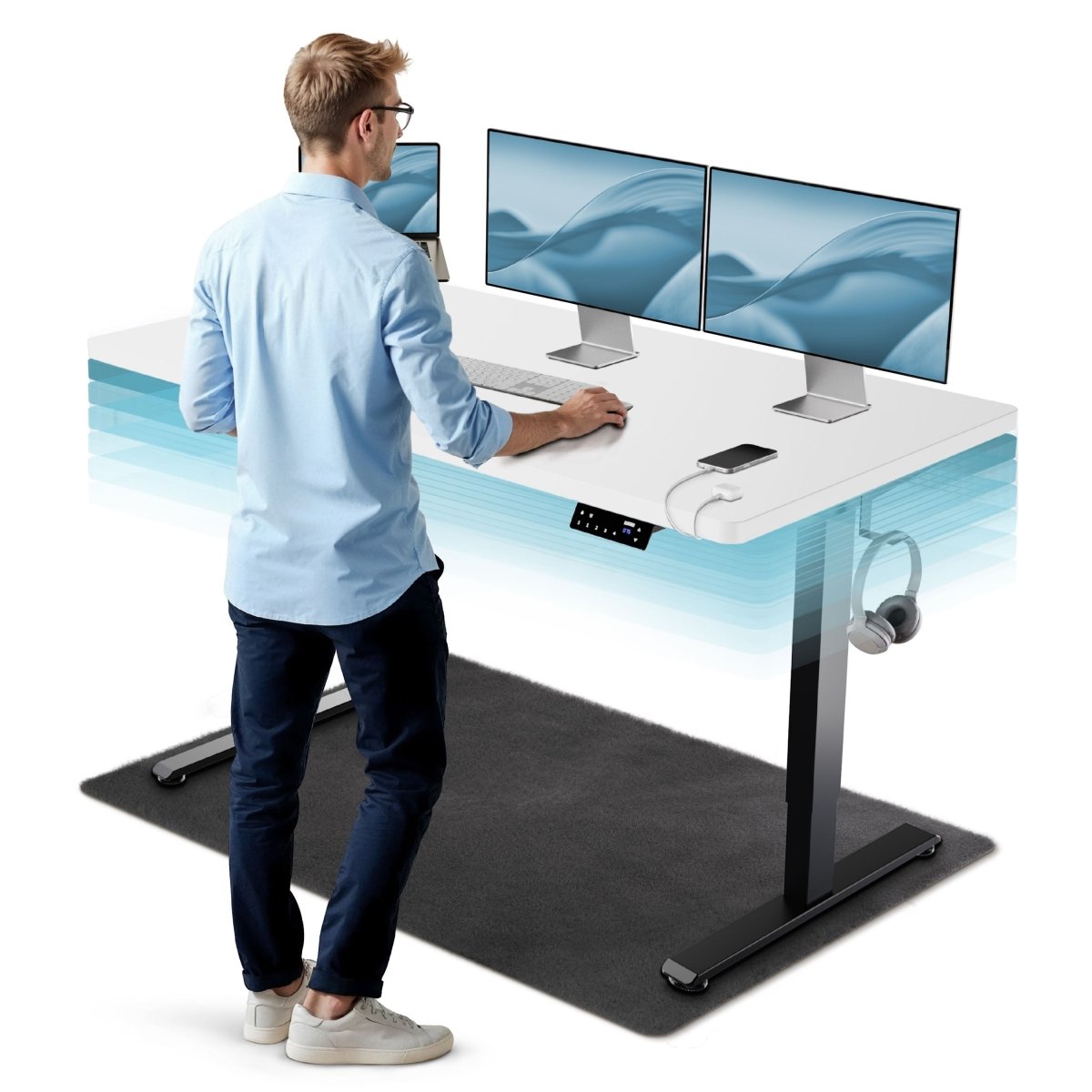 CleverDesk – Elektrisch höhenverstellbarer Schreibtisch - Clouvou 160 x 80cm