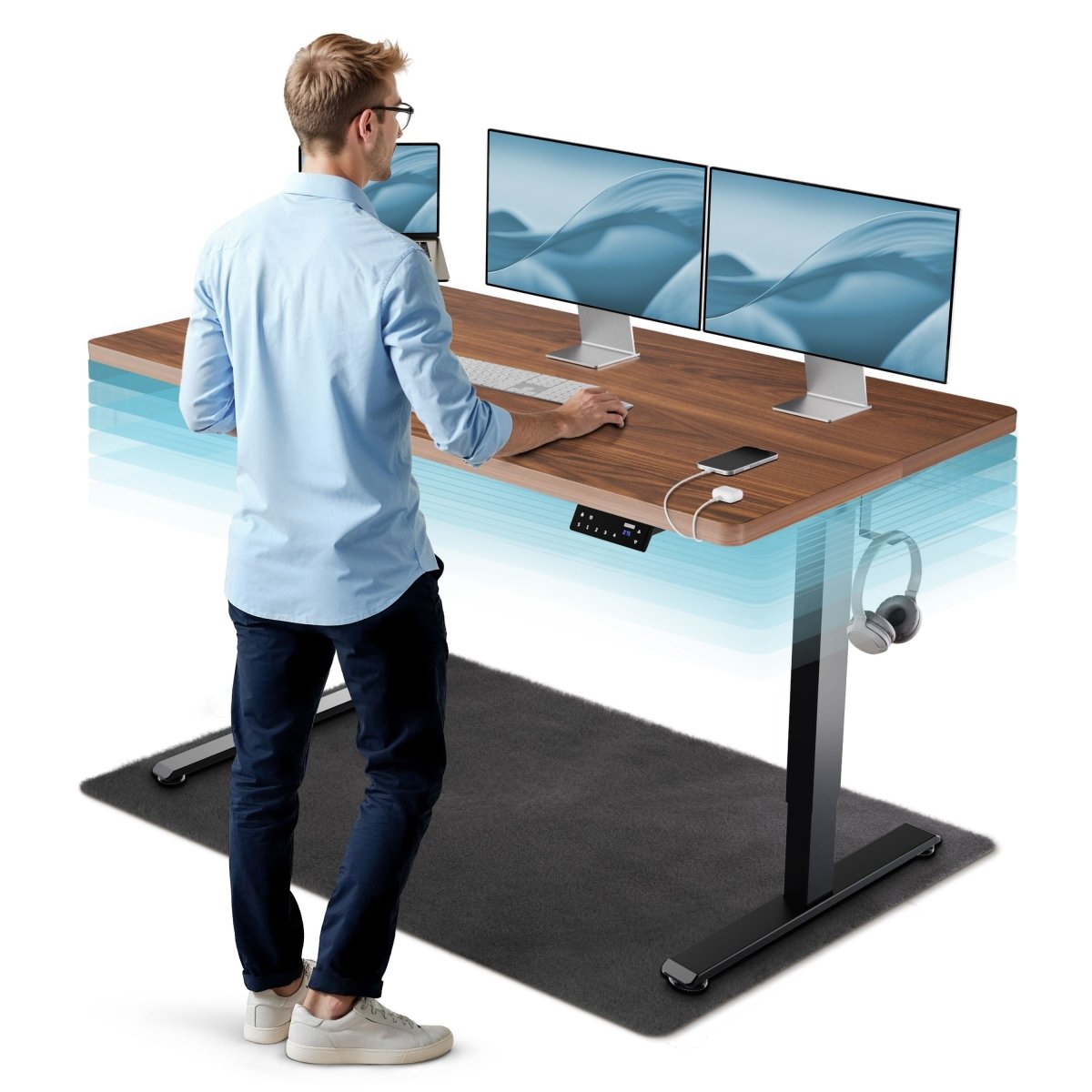 CleverDesk – Elektrisch höhenverstellbarer Schreibtisch - Clouvou 160 x 80cm