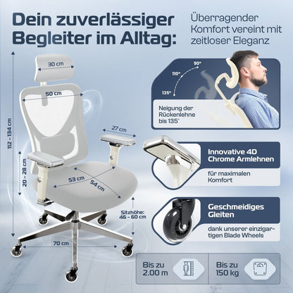 CLOUVOU CleverSeat - Ergonomischer Testsieger Bürostuhl - Clouvou Creme