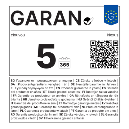 GARAN Label – 5 Jahre Herstellergarantie Clouvou Nexus