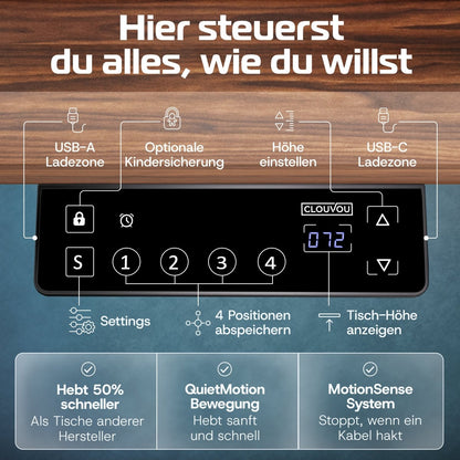 CLOUVOU ProDesk - Ergonomischer Sitz - Stehschreibtisch - Clouvou 160 x 80cm