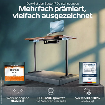 CLOUVOU ProDesk - Ergonomischer Sitz - Stehschreibtisch - Clouvou 160 x 80cm