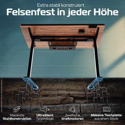 MasterDesk – Premium höhenverstellbarer Schreibtisch mit Dual - Motor - Clouvou 160 x 80cm
